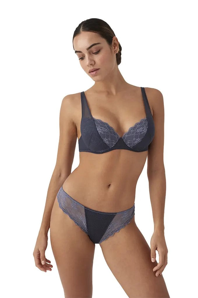 Conjunto interior push-up asa delta copa B Cinza
